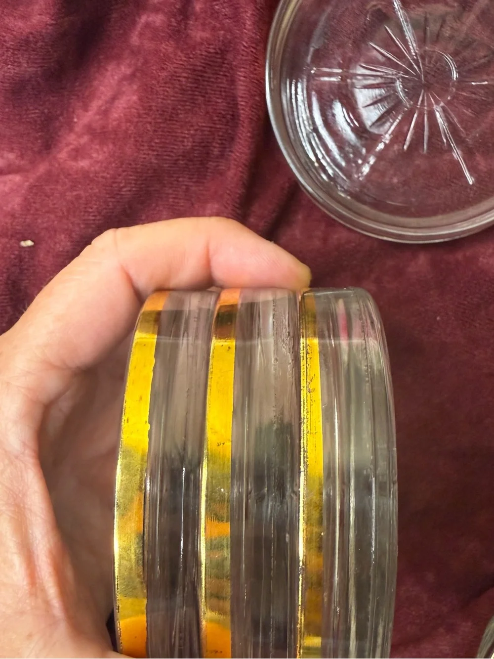 Set of 8 Vintage Atomic Sunburst Starburst Glass Coasters with Gold Trim #Bar